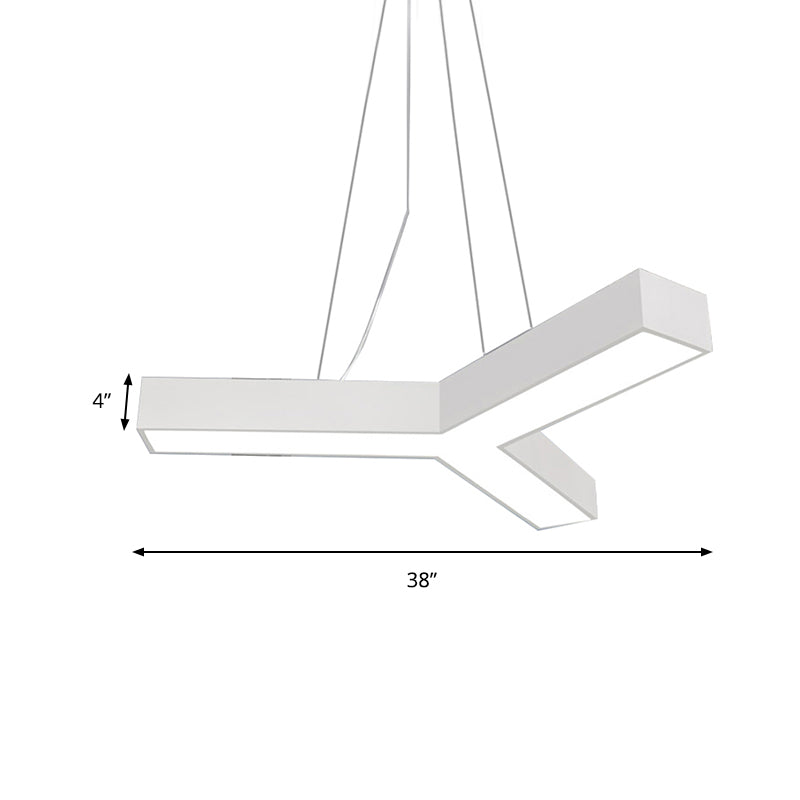 Modern Led Suspension Lamp With Recessed Diffuser And Y-Shaped Metal Design - Black/White 22/29/29.5
