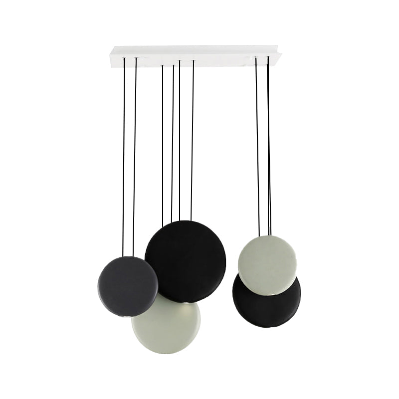 Modern Black And White Pendant Lights With Round Resin Shade