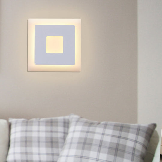 Modern Black/White Led Sconce Lamp - 1 Light Acrylic Wall Mount In Warm/White White / Warm