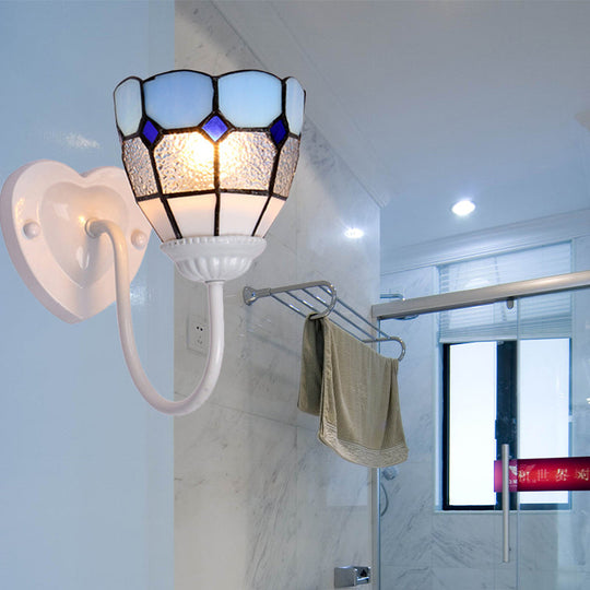 Tiffany Blue Bathroom Sconce With Antique Brass Wall Mount