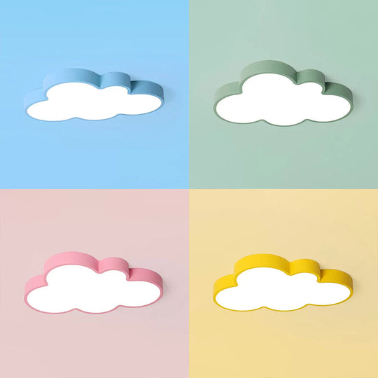 Nordic Style Macaron Colored Cloud Child Flush Mount Light For Bedroom