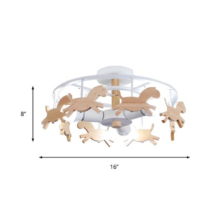 Nordic Style Merry-Go-Round Ceiling Light - 3-Light Metal Flush Lamp For Living Room
