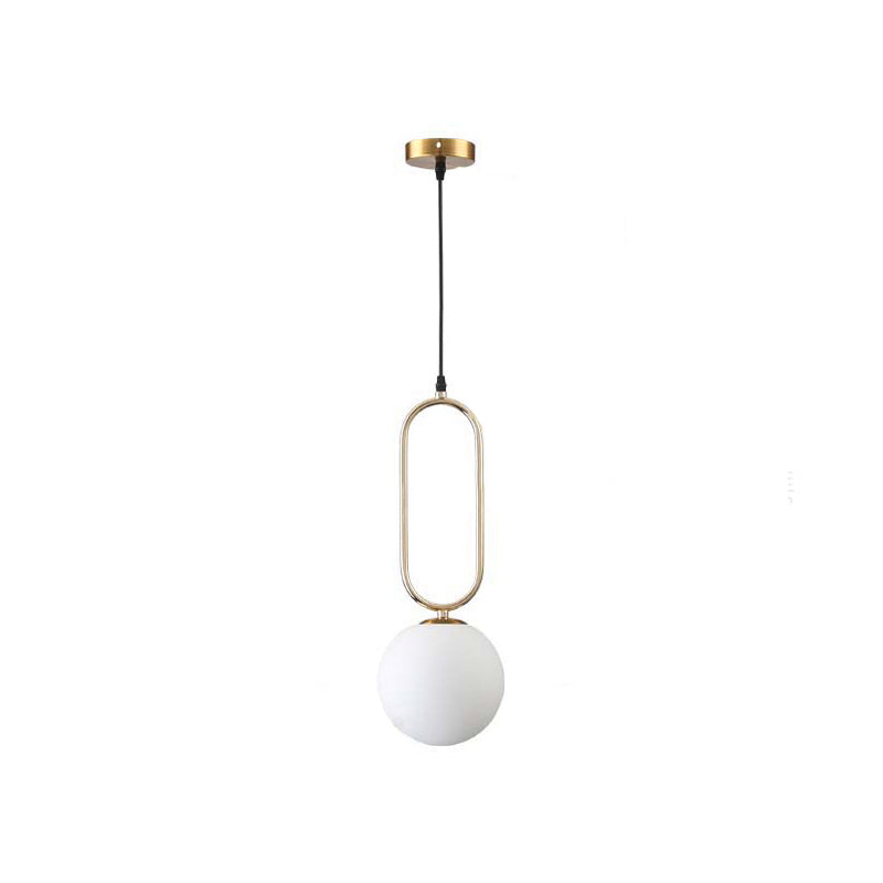 Modern Orb Milk Glass Pendant Light With Gold Finish - Ideal For Living Room