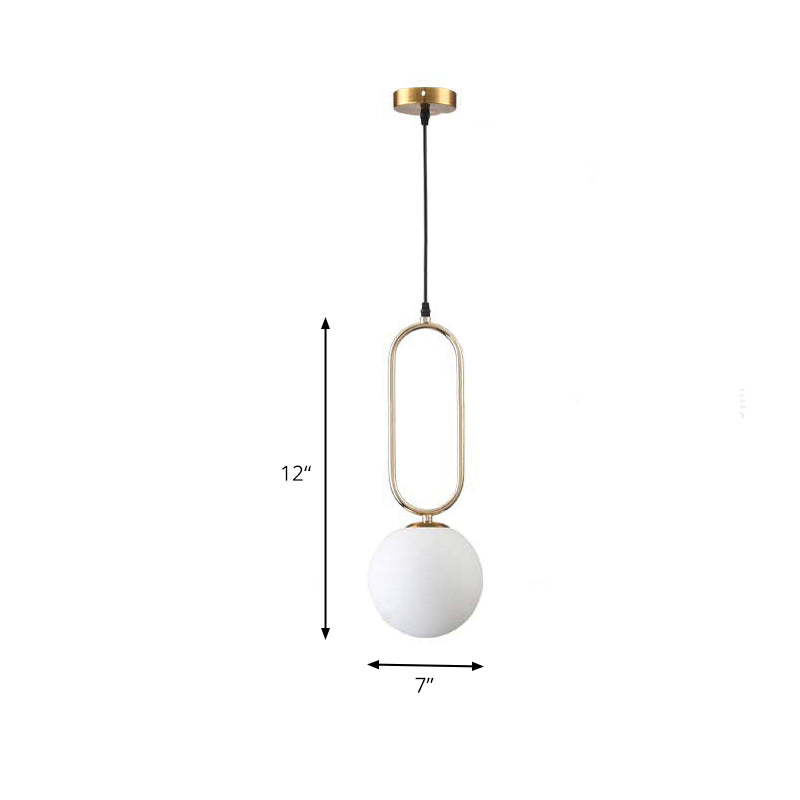 Modern Orb Pendant Light With Milk Glass Shade Gold Finish - Ideal For Living Room