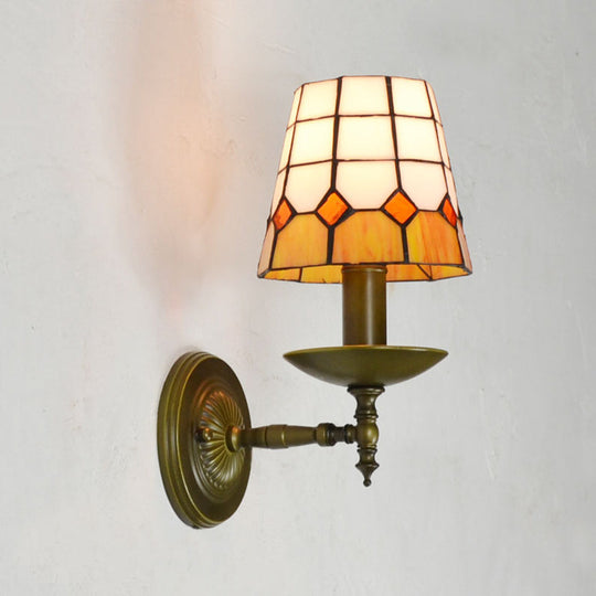 Tiffany Geometric Wall Mount Stained Glass 1-Light Sconce - Vibrant Colors Ideal For Living Room
