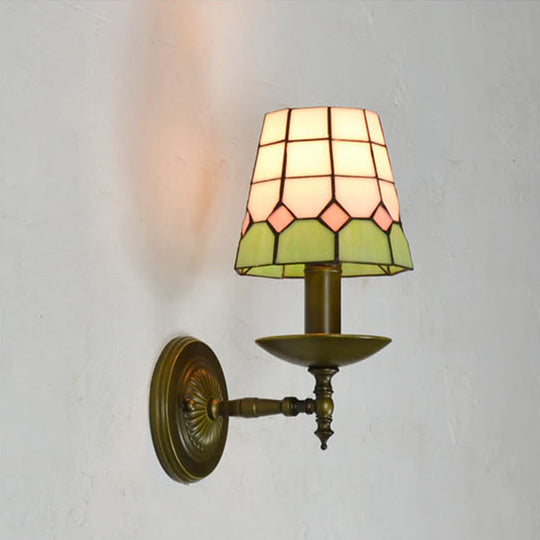 Tiffany Geometric Wall Mount Stained Glass 1-Light Sconce - Vibrant Colors Ideal For Living Room
