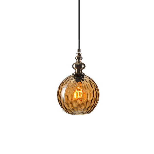 Modern Stylish Clear/Smoke Gray Dimpled Glass Pendant Lamp - 8’’/10’’ W Global Shade