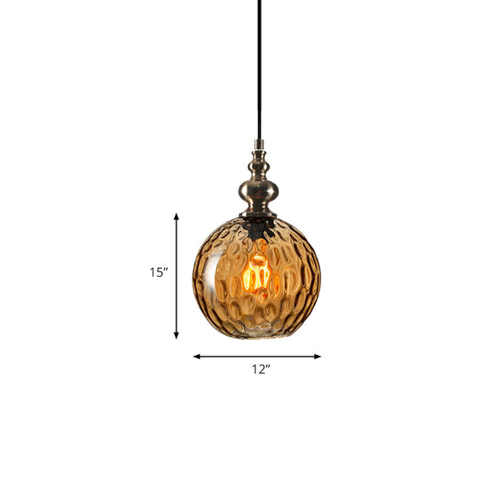 Modern Stylish Clear/Smoke Gray Dimpled Glass Pendant Lamp - 8’’/10’’ W Global Shade