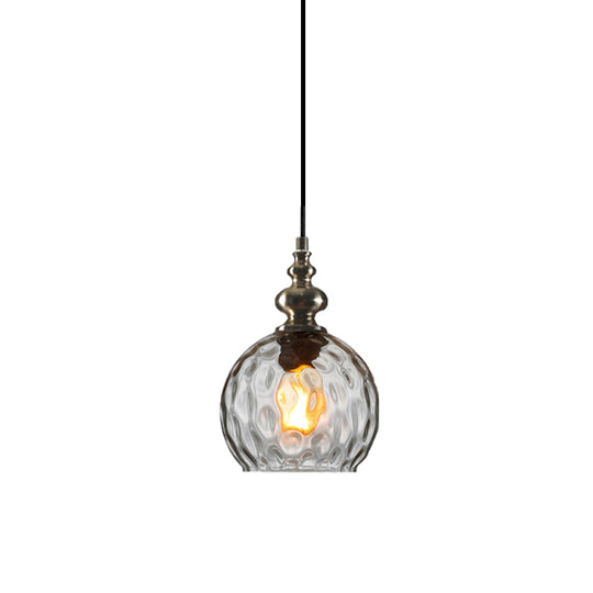 Modern Dimpled Glass Pendant Lamp - 1 Light Shade Hanging Clear/Smoke & 8/10 Size Options