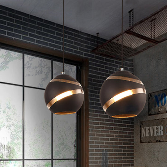 Contemporary Orbit Shade Pendant Light With Handblown Black/White Glass - Dining Room Lighting