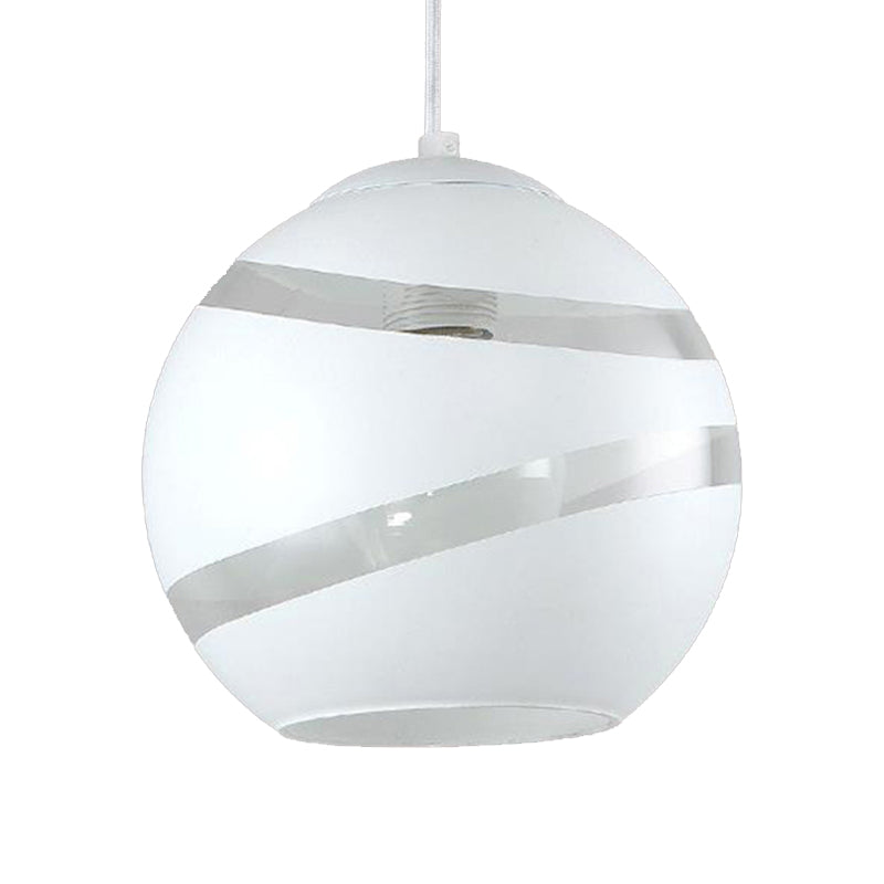 Contemporary Black/White Handblown Glass Pendant Light - Orbit Shade 1