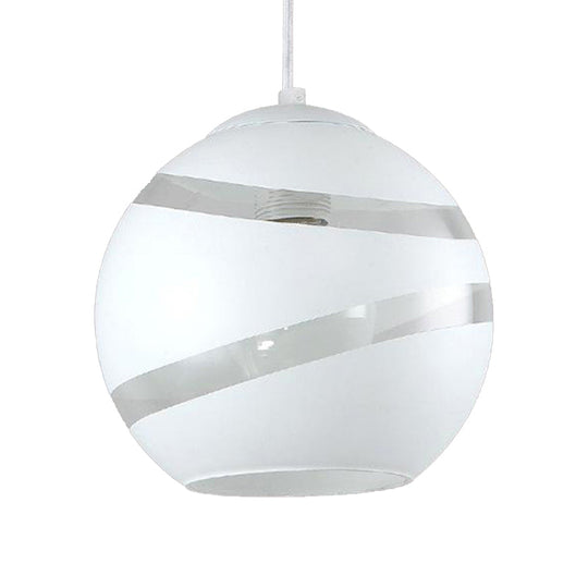 Contemporary Black/White Handblown Glass Pendant Light - Orbit Shade 1