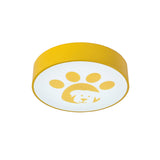 Modern Metal Ceiling Lamp For Kids Bedroom With Doggy Foot Design Round Mount