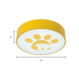 Modern Metal Ceiling Lamp For Kids Bedroom With Doggy Foot Design Round Mount
