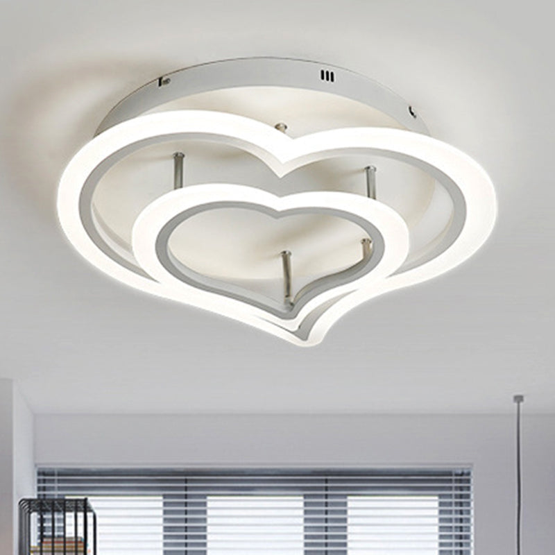 Romantic Heart Ceiling Light In Acrylic White Finish - Ideal For Child Bedroom