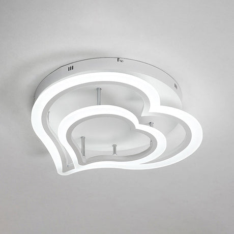 Romantic Heart Ceiling Light In Acrylic White Finish - Ideal For Child Bedroom / 19.5