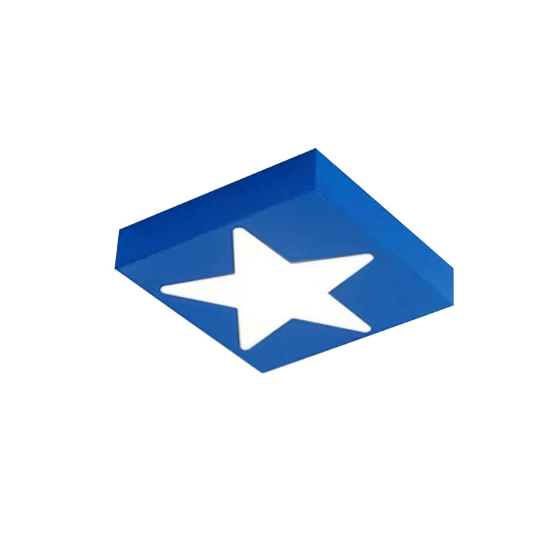 Square Metal Flush Ceiling Light With Star Design - Modern Lighting For Kid’s Bedroom