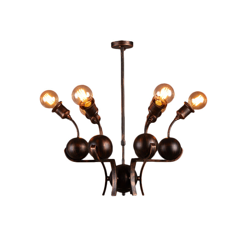 Modern Bronze Loft Style Chandelier With 6 Metal Ball Hanging Lights