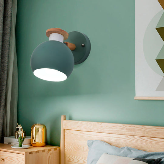 Rotatable Metal Globe Wall Light - Nordic Style Sconce For Child Bedroom Or Corridor