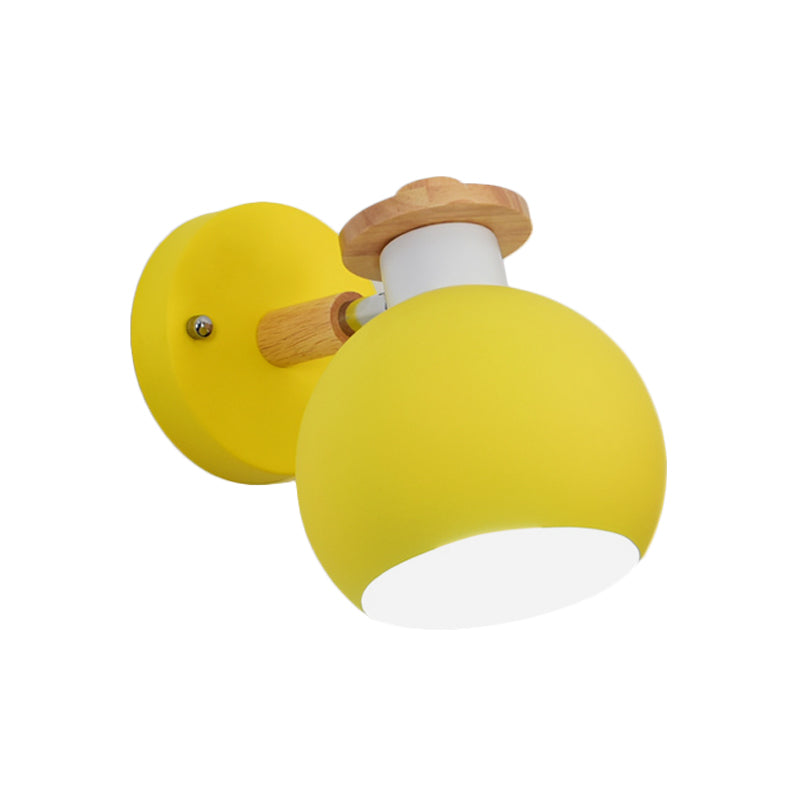 Rotatable Metal Globe Wall Light - Nordic Style Sconce For Child Bedroom Or Corridor