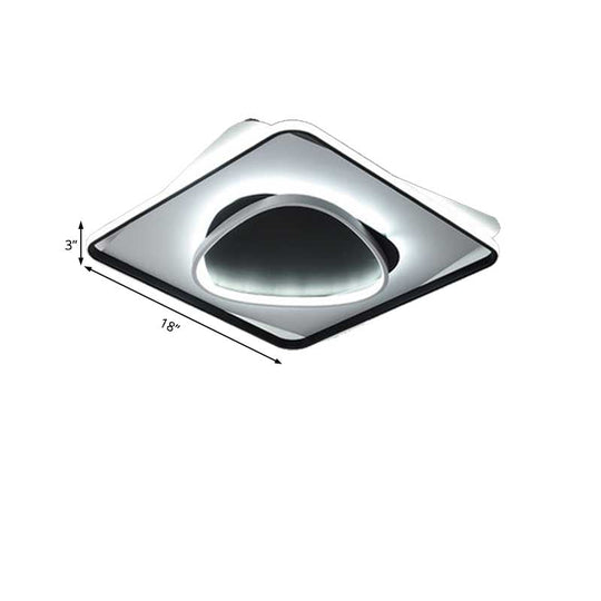 Modern Led Acrylic Flush Mount Black Ceiling Light In Warm/White - 18’/23.5’ Wide
