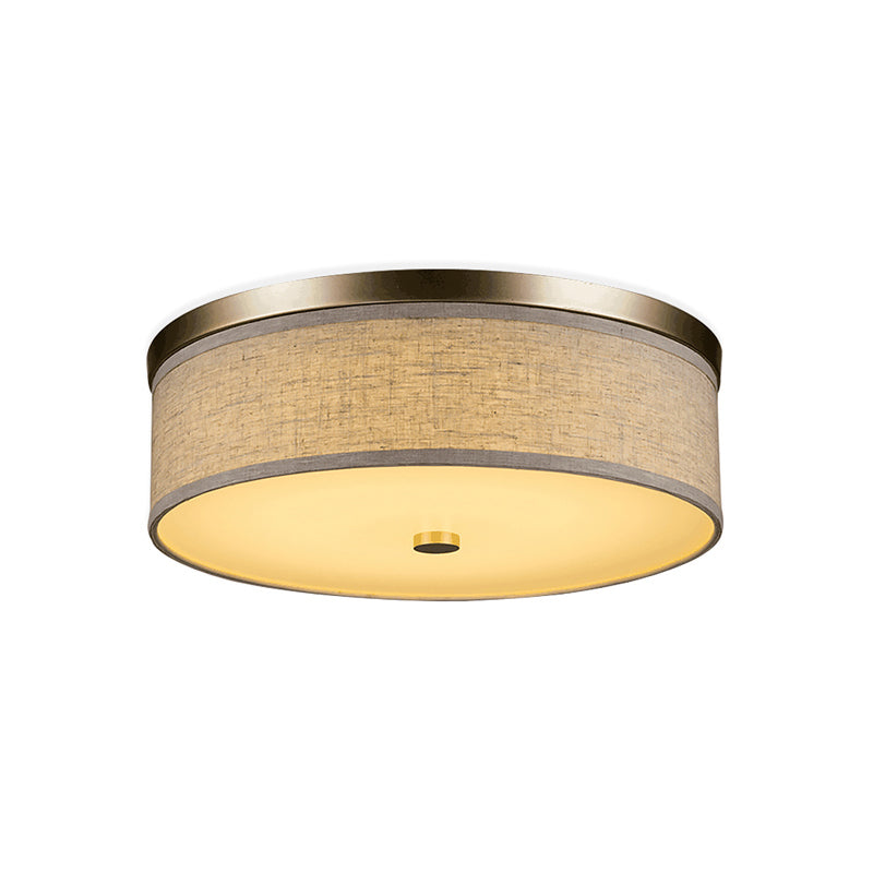 Contemporary Beige Fabric Led Flush Mount Lamp (16’/19.5’/23.5’ Dia)