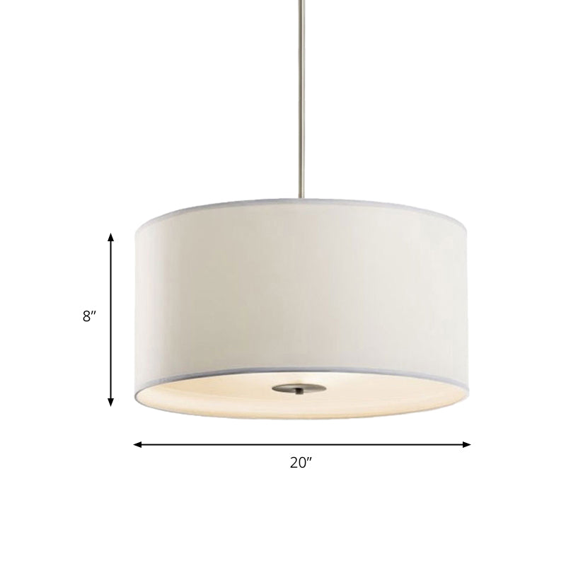 Contemporary Fabric White Led Hanging Pendant Lamp - 16/19.5/23.5 Diameter