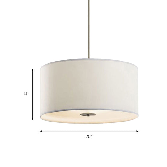 Contemporary Fabric White Led Hanging Pendant Lamp - 16/19.5/23.5 Diameter