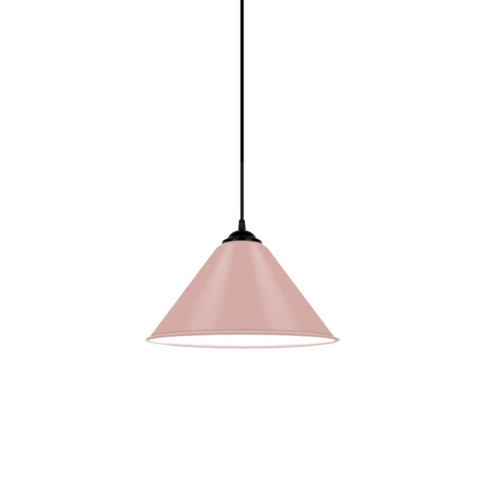 Modern Metal Cone Hanging Light - 1 Pink/Yellow/Green Pendant 12/14/16 Diameter