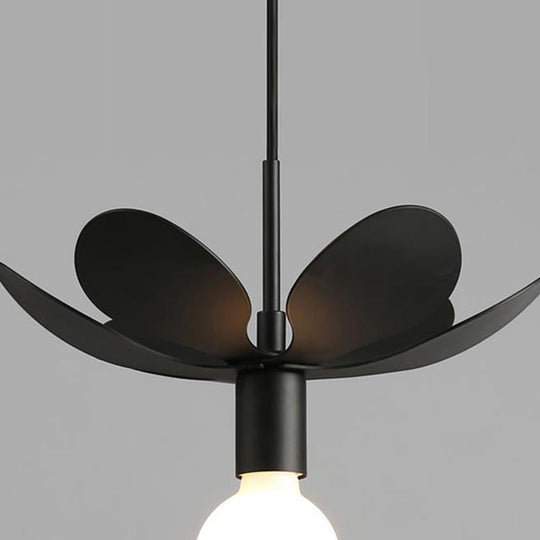 12’/19.5’ Wide Minimal Ceiling Pendant Light With Metal Flower Shade - 1-Light Black/White