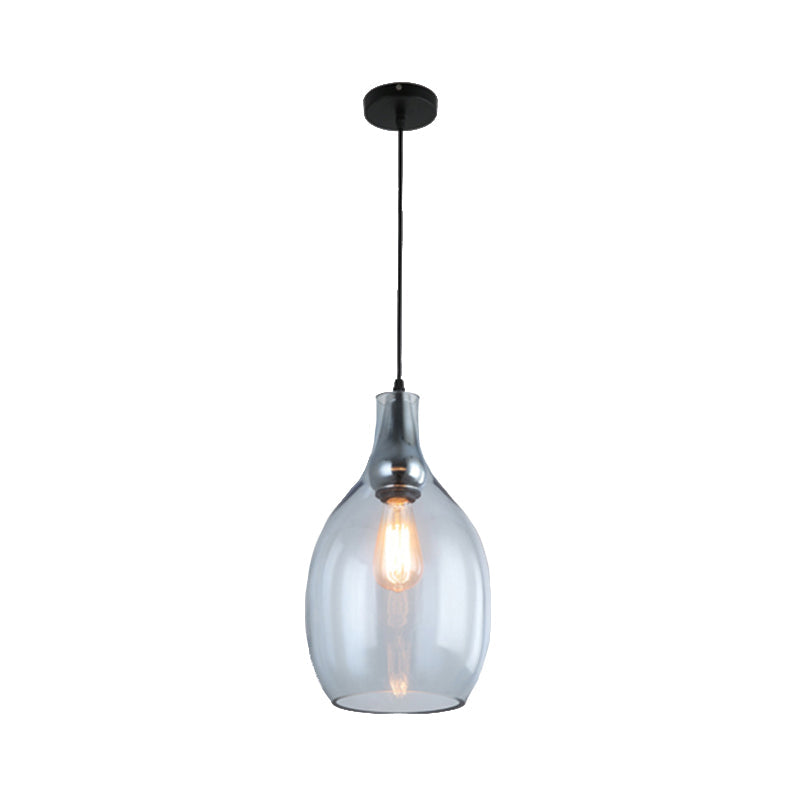 Modern Blue/Amber Glass Pendant Lamp - Stylish Nickel Hanging Light For Bedroom