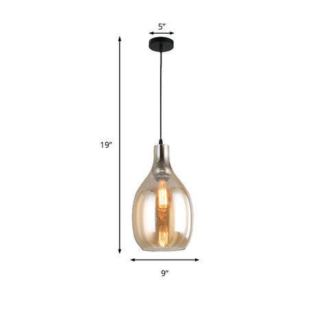 Modern Blue/Amber Glass Pendant Lamp - Stylish Nickel Hanging Light For Bedroom