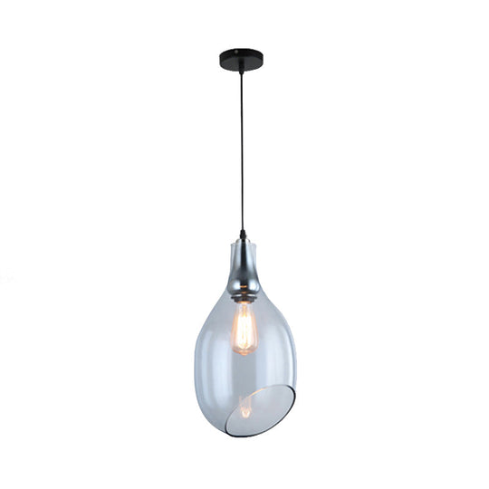 Modern Blue/Amber Glass Pendant Lamp - Stylish Nickel Hanging Light For Bedroom