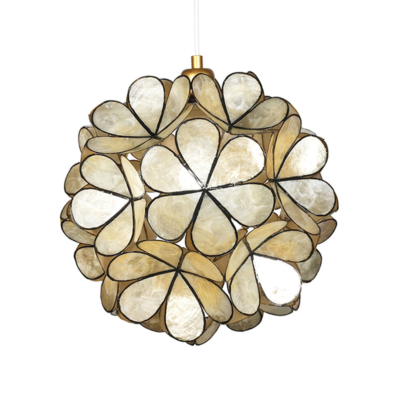 Modern Shell Pendant Light - Globe Suspension White/Beige 1-Light