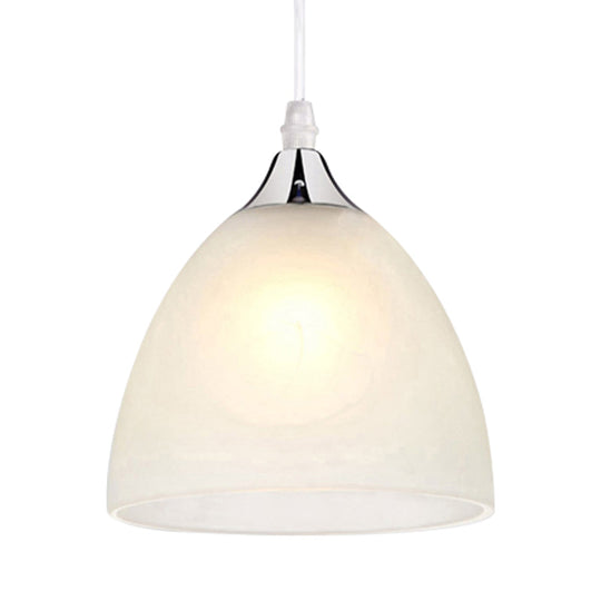 Modern Polished Nickel Kitchen Pendant Light With White Glass Shade