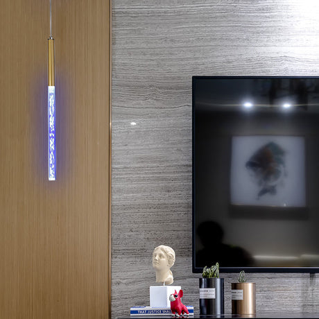 Modern Bubble Crystal Pendant Light - Linear Design Gold Finish Warm/White/Purple Ideal For Bars