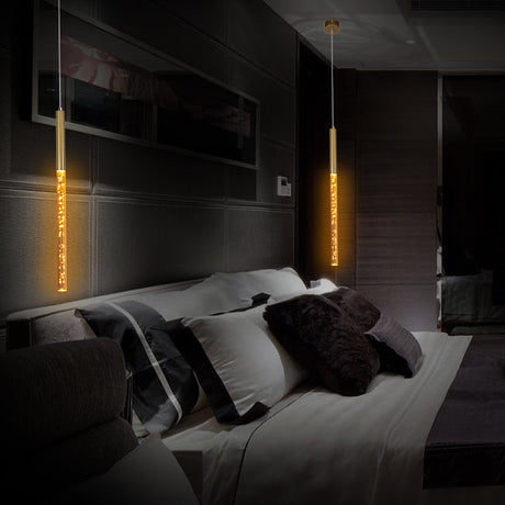 Modern Bubble Crystal Pendant Light - Linear Design Gold Finish Warm/White/Purple Ideal For Bars /