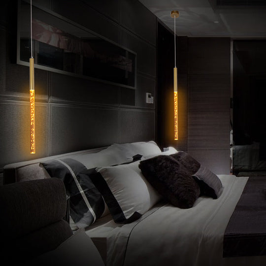 Modern Bubble Crystal Pendant Light - Linear Design Gold Finish Warm/White/Purple Ideal For Bars /