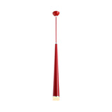 Modern Tapered Ceiling Light: Gray/Red Led Metal Pendant Fixture For Living Room In