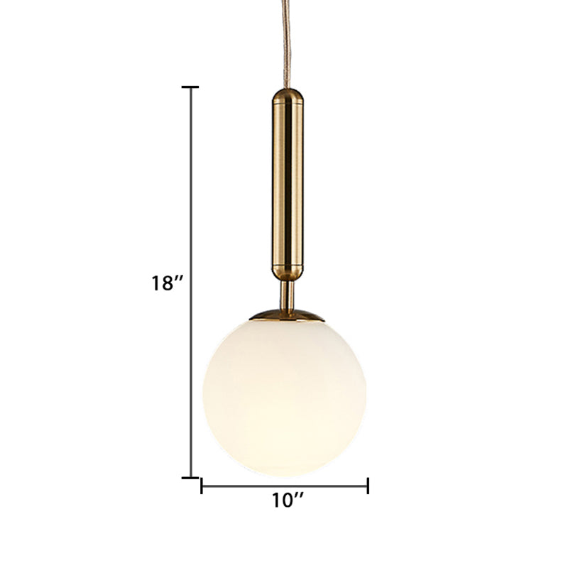 Modern Gold Kitchen Pendant Light With White Glass Shade 1-Light Multiple Sizes