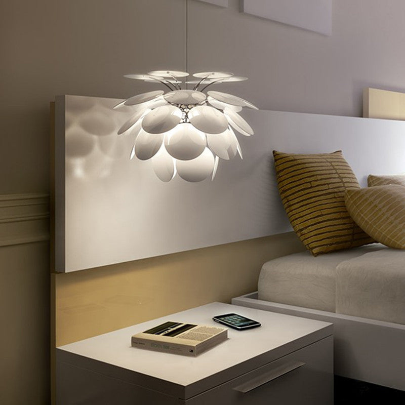 Contemporary Pinecone Ceiling Light With Metallic Finish And 1 White Pendant Lamp (21.5/25.5 W)
