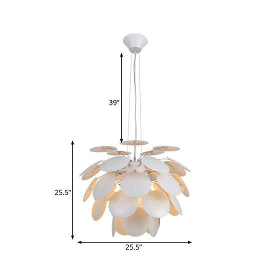 Contemporary Style Metallic Pinecone Ceiling Hanging Light - 1 White Pendant Lamp 21.5’/25.5