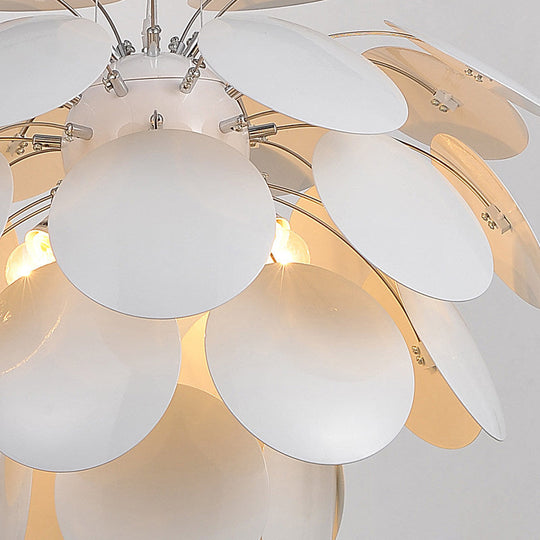 Contemporary Pinecone Ceiling Light With Metallic Finish And 1 White Pendant Lamp (21.5/25.5 W)