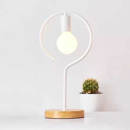 White Metal Geometric Desk Lamp - Modern & Stylish Lighting For Study Room / Round