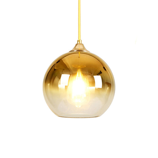 Nordic Glass Globe Pendant Lighting – 1 Light 8’/10’/12’ Width Available In Sliver Gold And Rose