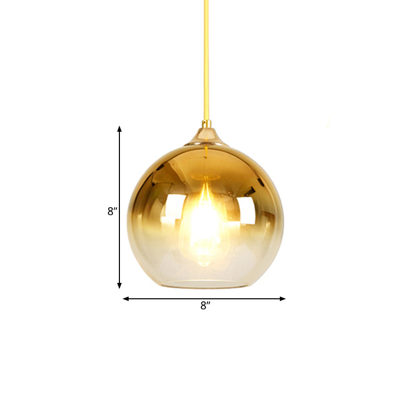 Nordic Glass Globe Pendant Lighting – 1 Light 8’/10’/12’ Width Available In Sliver Gold And Rose