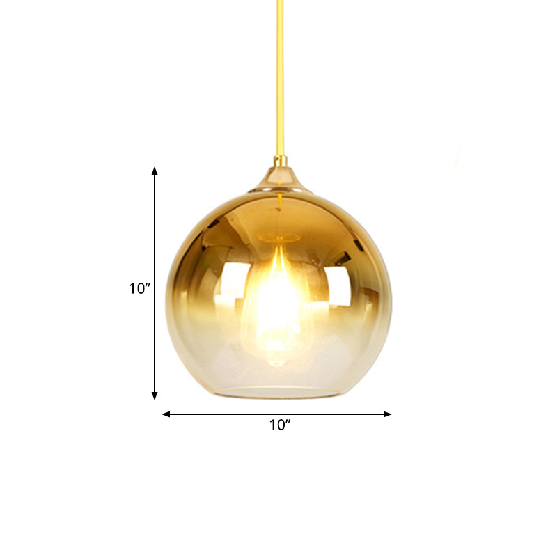 Nordic Glass Globe Pendant Lighting – 1 Light 8’/10’/12’ Width Available In Sliver Gold And Rose