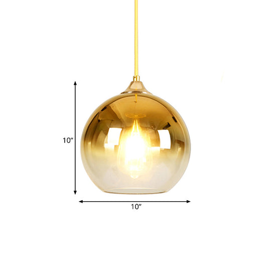 Nordic Glass Globe Pendant Lighting – 1 Light 8’/10’/12’ Width Available In Sliver Gold And Rose