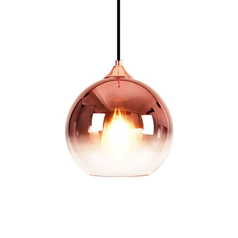 Nordic Glass Globe Pendant Lighting – 1 Light 8’/10’/12’ Width Available In Sliver Gold And Rose
