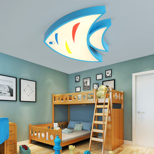 Bright Fish Pendant Light: Vibrant Acrylic Hanging For Kindergarten Hallway Blue / 17 Warm
